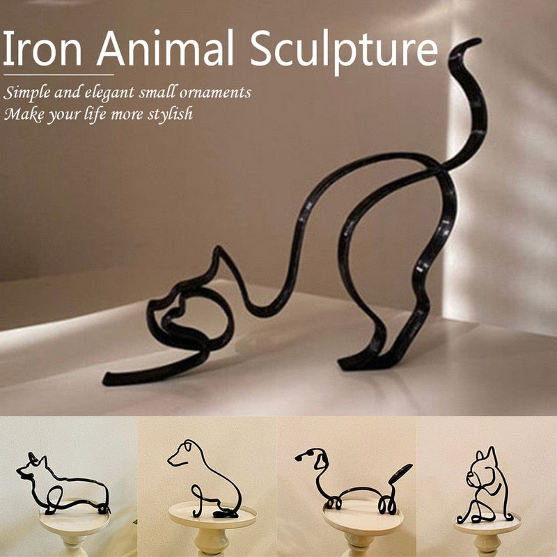 Dog Cat Minimalist Art Sculpture
