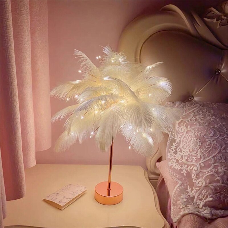 Bedroom Fairy light Feather Table Lamp